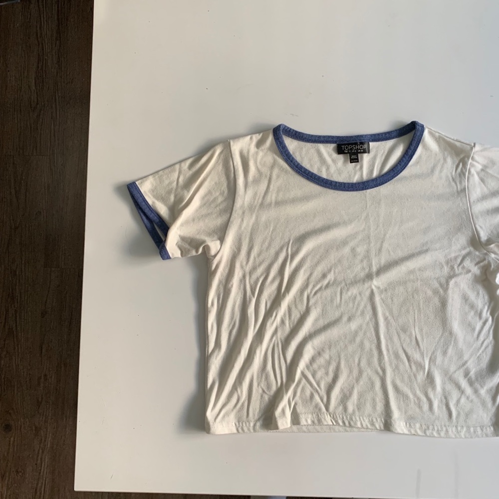 Topshop Slightly Cropped T-Shirt Size 6 - Picture 2 of 7
